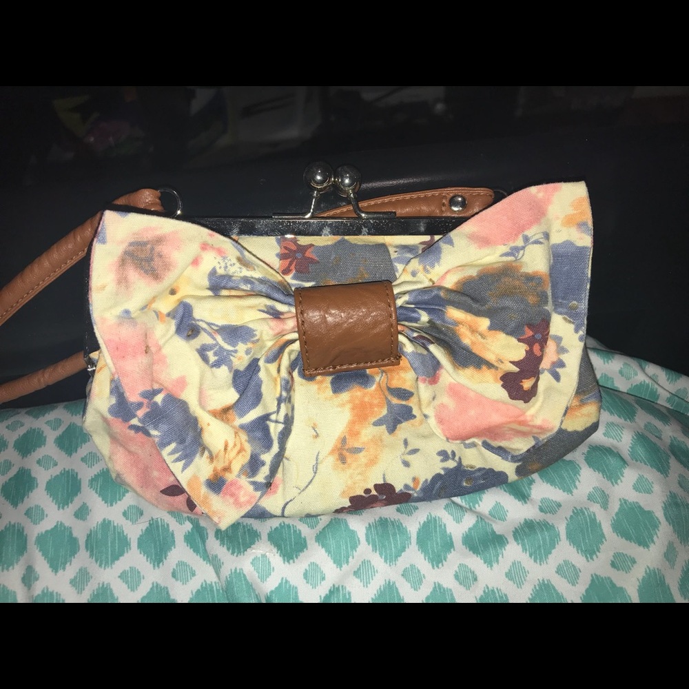 Canvas Floral Bow Purse
